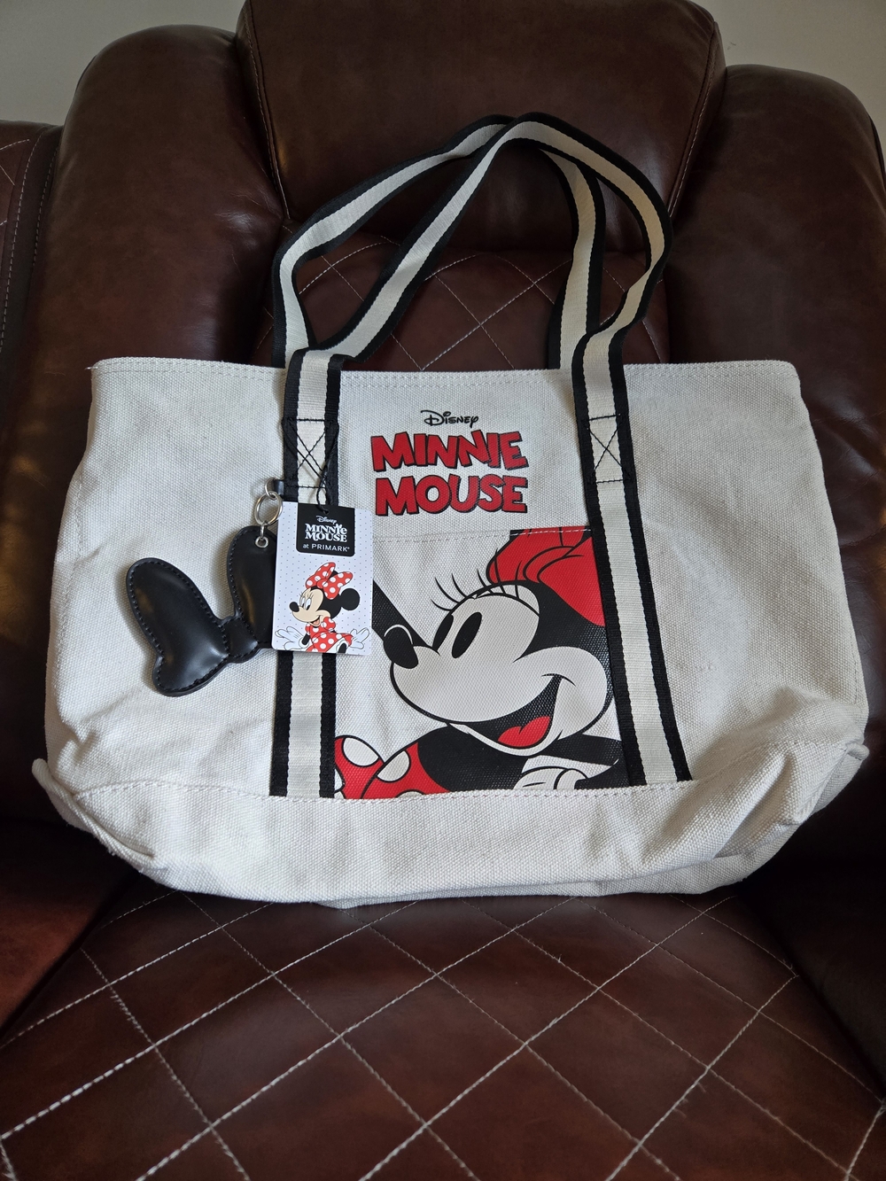 Disney Minnie Mouse Canvas Tote Bag in Cream, Black and Red